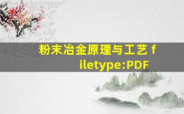 粉末冶金原理与工艺 filetype:PDF